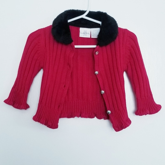 Koala Kids Baby Girl's Red Buttoned Cardigan Sweater Size 3-6 Mos - Picture 7 of 10